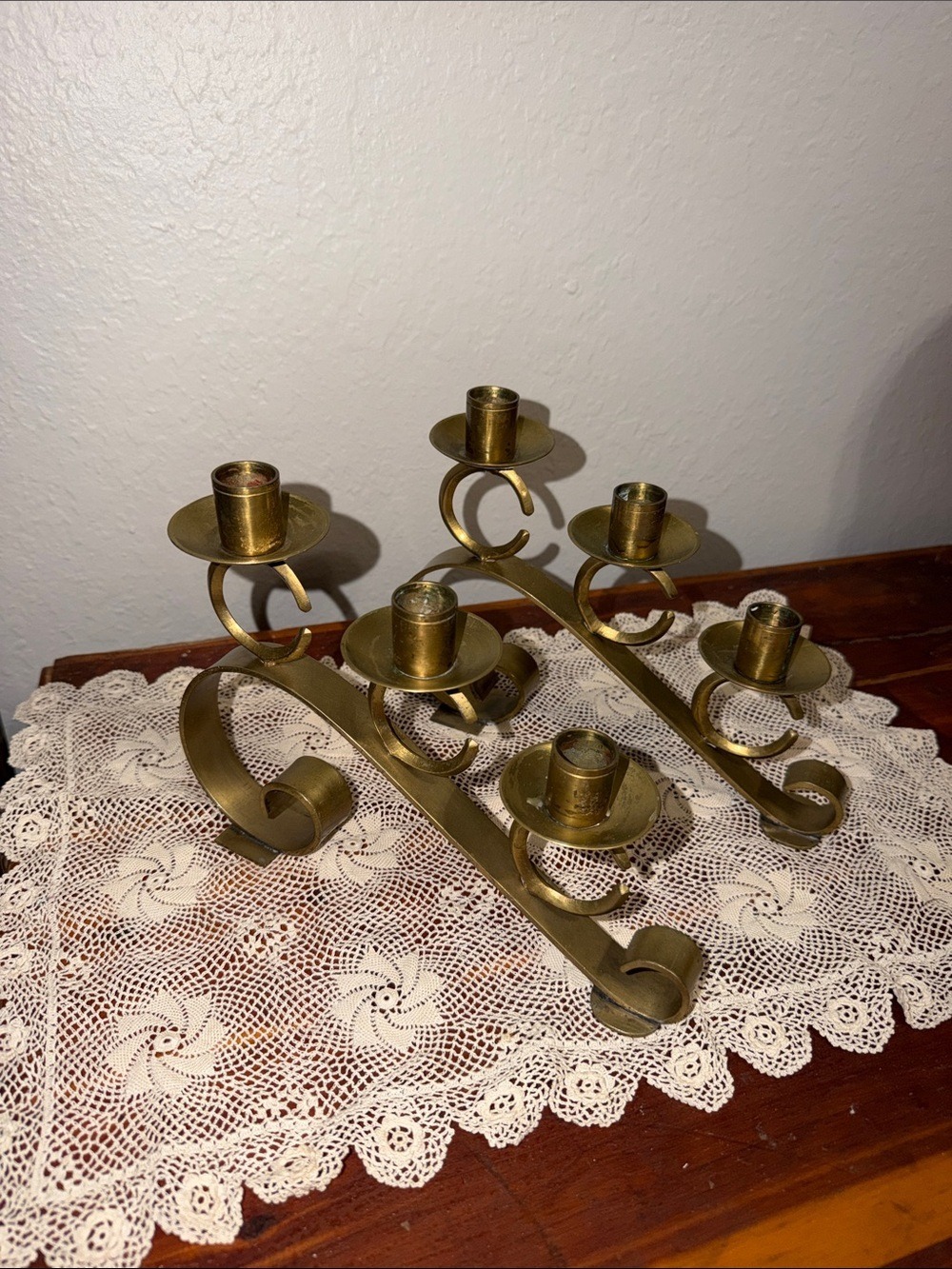Set of 2 Vintage Brass Candelabra Mid Century Modern elegant